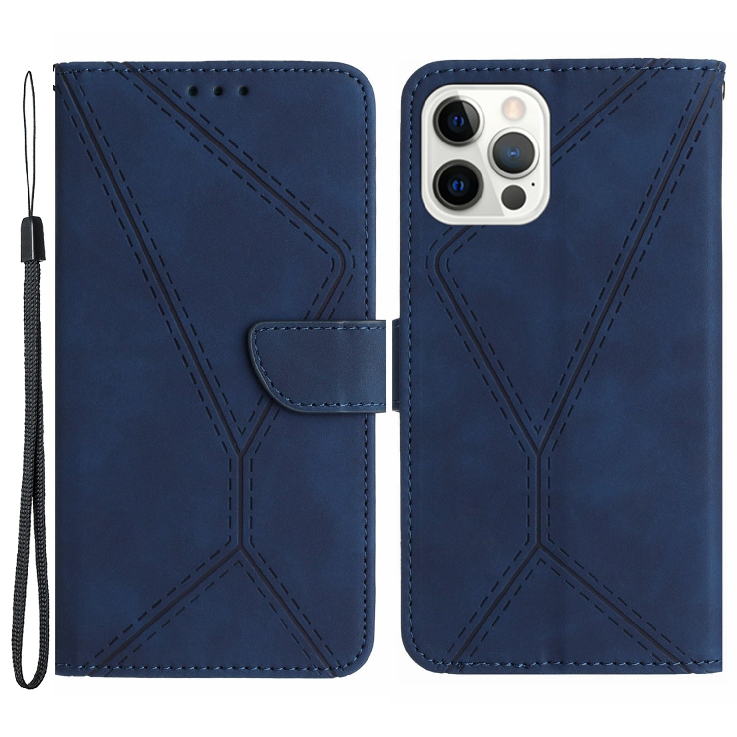 HT05 For iPhone 13 Pro 6.1 inch Skin-touch Fully Wrapped Phone Case PU Leather Wallet Cover with Strap HT05 For iPhone 13 Pro 6.1 inch Skin-touch Fully Wrapped Phone Case PU Leather Wallet Cover with Strap